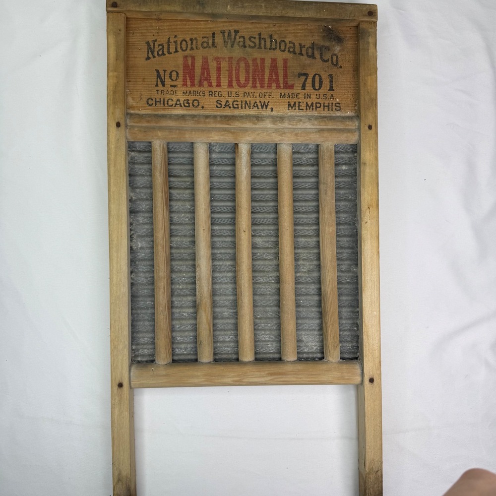 Antique National Washboard Co No 701 The Zinc King Wood Zinc Washboard 24 Inch